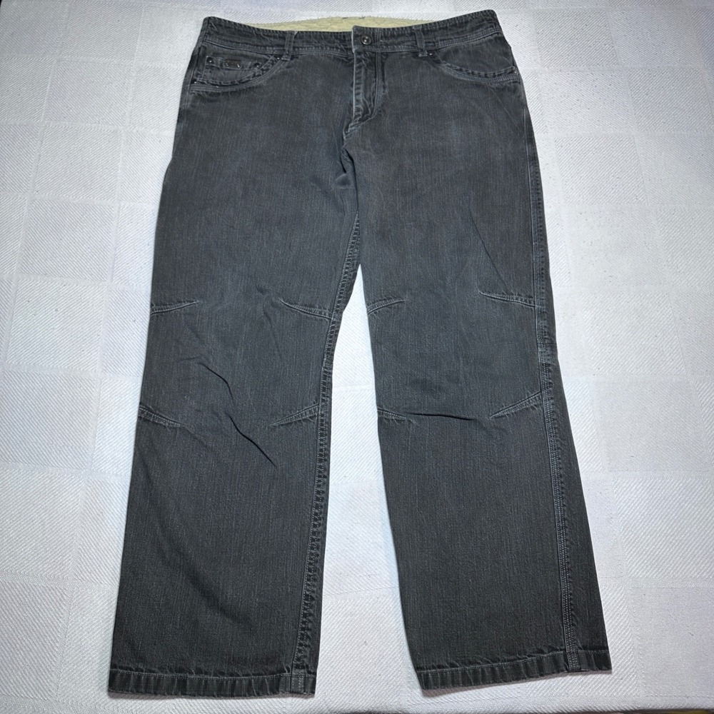 Kuhl Riot Jeans Mens 38x30 Articulated Knee Gusseted Vintage Patina Black Denim